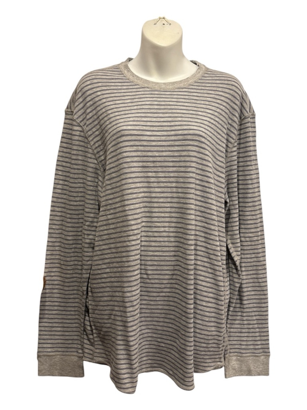 GAP Heather Gray  striped Logo Crewneck Tee. Size XL
